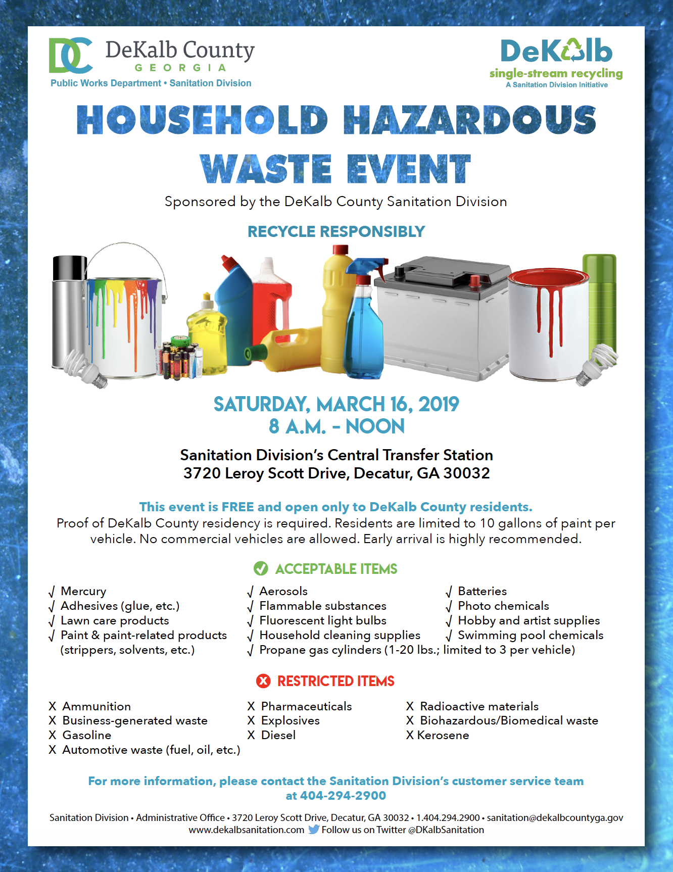 HouseHold Hazardous Waste Recycling Event DeKalb County GA